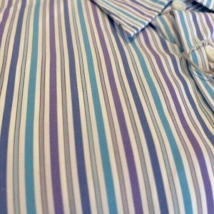 720$ BRIONI MENS NAVY PURPLE SPORT SHIRT LONG SLEEVE 3XL MADE IN ITALY
